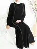 Roupas étnicas Ramadan Mulheres Preto Robe Abaya Muçulmano Modest Slim Vestido Islâmico Turquia Kaftan Marroquino Dubai Vestidos de Manga Longa