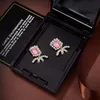 Boucles d'oreilles en acier inoxydable plaqué or 18 carats Mode Desigenr Lettre rose Cristal Strass Boucle d'oreille Bijoux de mariage CHD2309121 capsmens