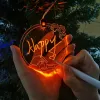Decorazioni pendenti per alberi di Natale luminosi in acrilico Decorazioni natalizie personalizzate con glitter colorati 0912