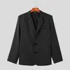 Costumes pour hommes Incerun Hommes Blazer Solide Couleur Revers à manches longues Bouton Casual Streetwear Automne 2023 Mode coréenne Mâle Manteaux minces S-5XL