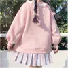 Sweats à capuche pour femmes Sweats automne femmes col en dentelle mignon sweats à capuche Harajuku Kawaii sweat Lolita fille rose pull agneau et bonbons broderie Sudadera 230911