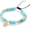 Natural gemstone Aquamarine Amethyst Bead Bracelet Handmade Adjustable Pillar Stone Beaded Bracelets Jewelry for Women gift