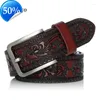 Ceintures Designer de mode sculpté Vintage Cour motif ceinture de haute qualité en cuir véritable pour hommes grand nom