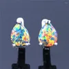 Boucles d'oreilles à dos en pierre opale pour femme, petite goutte d'eau délicate, cristal, mariage, Vintage, couleur argent, Clip pour femmes