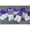 Envoltura de regalo 50 unids Gracef Lace Lavender Sachet Bolsas Bolsa de caramelo para el guardarropa de la boda Bolsa de malla Algodón púrpura con cinta Ducha Gota del Ot6Od