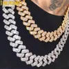 Naszyjniki wiszące oblaste bling prostokąt CZ Naszyjnik kubański Big 21 mm Srebrny kolor 2Row Cyrkon ciężka grube link Hip Hop Men Men Jewelry 230911