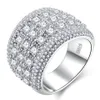 Luksusowe Halo 925 Srebrne dla mężczyzn Pierścień Pełna Diamentowa rocznica prezent mody biżuteria Whole RA0146245H