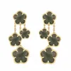 Backs Earrings Plum Blossom Ear Beat For Women Jewelry Four-leaf Clover 4/5 Leaves Lucky Grass Big Drop