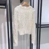Women's Sweaters 2023 Early Spring Wool Milk Three-dimensional Hollow Out Flower-shaped Collar Women Knitted Sweater