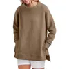 Damen Hoodies Sweatshirts Langarm Tunika Tops Rundhalsausschnitt Weicher Pullover mit seitlichem Reißverschluss Hemdkleidung 2023 Bekleidung Junior