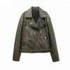 Cappotto da donna in pelle da donna 2023 Vintage Do Old Washed imitazione locomotiva tipo PU giacca