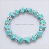 Bangle New Fashion 10Pcs/Lot Classical Vintage Turquoise Bracelet Bangle Cute Pendant Tibet Sier Natural Stone Gifts Drop Delivery Dhyks