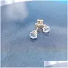 Stud Birthstone 12 Color M Cubic Zirconia Wholesale Real 14K Gold Filled Earrings Jewelry Studs For Women No Fading Drop Deli Dhgarden Dhft9