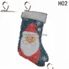 Décorations de Noël Chaussettes Paillettes 20x40 cm Santa Bas Claus Bonhomme de neige Arbre de Noël Sac cadeau Livraison directe Maison Jardin Fête Festive Su Dhk20