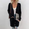 Damenstrick 8 Farben S-XL Gestrickte Streetwear Lose Pullover Mantel mit Tasche Mode Frauen Twists Front Button Cardigans Lange Strickwaren