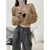 Maglioni da donna Maglione lavorato a maglia corto Pullover da donna 2023 Sexy Y2K Estetica coreana Oversize Estate Crochet Top Manica lunga Streetwear