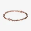 مجوهرات راقية أصيلة 925 جنيه إسترليني الفضة حبة FIT Pandora Charm Braclets Rose Gold Beads Pave Safety Stain Pendant D208G