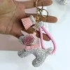 Luxe strass chiens porte-clés animaux de bande dessinée chien poupées sac porte-clés porte-monnaie voiture porte-clés cadeau pour les femmes Christm262W