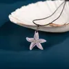 Colorful Ceramic Starfish Pendant With Rhinestone Cute Gift Necklace For Women Girl Children Gift Drop Shipping #XN404