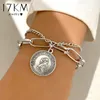 Bangle 17KM Punk Gold Color Multilayer Chain Bracelet Retro Vintage Silver Heart Cross Coin Pendant Bracelets Gifts Jewelry 230912