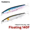 Baits Lures TSURINOYA 140F Ultralong Casting Floating Minnow STINGER 140mm 24g Artificial Large Hard Bait Tungsten Weight Sea Fishing Lure 230912