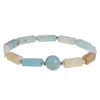 Long Bar Square Gemstones Natural Stone Amethyst Bracelet Healing Crystal Stretch Beaded Gem Stone Bracelets Fashion Jewelry