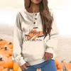 Kvinnors hoodies Autumn Women Sweatshirts Fashion Ladies Halloween Cute Print Loose Blus Topps Kvinna O Neck Button Lång ärm