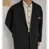 Costumes pour hommes Blazers printemps automne costume vestes femmes rétro couleur unie manches longues col simple boutonnage Blazer hauts