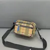 Kadın Ekose Moda Tuval Flep Crossbody Çanta Son Çanta Dairesi Dairesi Bir Düğme Bir Omuz Crossbody Bag Deri