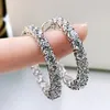 Studörhängen lyx 925 Sterling Silver Lab skapade Moissanite High Carbon Diamonds Hoop för kvinnor Fina smycken