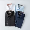 Дизайнерская рубашка-поло, мужская классическая рубашка, деловая повседневная рубашка с длинными рукавами, классическая весенне-осенняя облегающая эластичная рубашка с эластичным воротником, эластичная однотонная мужская рубашка