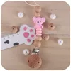 Cartoon Wooden Baby Pacifier Clip Chain Silicone Teething Beads Bear Toys Teether Dummy Holder Infant Nipple Clips