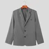 Costumes pour hommes Incerun Hommes Blazer Solide Couleur Revers à manches longues Bouton Casual Streetwear Automne 2023 Mode coréenne Mâle Manteaux minces S-5XL