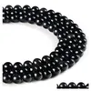 Piedras preciosas sueltas Joyería para hombres Cuentas de bricolaje para hacer pulseras Redondas 4 mm 6 mm 8 mm 10 mm 12 mm 14 mm 16 mm Piedra natural Obsidiana 5 Str Dhgarden Dhrsg