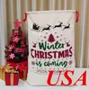 USA-Lager Sublimation Santa Sacks Bag Weihnachtsgeschenktüten zum Aufbewahren von Geschenken, Strumpffüllern oder Dekorationen, 50 Stück/Karton