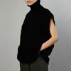 Serbatoi delle donne 2023 Delle Signore Autunno Inverno Casual Senza Maniche Pullover Maglione Della Maglia Delle Donne Streetwear Dolcevita Femminile Solido di Lavoro A Maglia di Modo