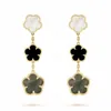 Backs Earrings Plum Blossom Ear Beat For Women Jewelry Four-leaf Clover 4/5 Leaves Lucky Grass Big Drop