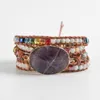 Bangle est Unique Chakra Natural Stones Charm 5 Strands Wrap Bracelets Handmade Boho Bracelet Women Leather Bracelet 230911