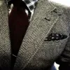 Vintage Business Men Suits Slim Fit Tweed Herringbone Tuxedo Groom Suits For Men Wedding hack lapel Jacket Male Blazer342w