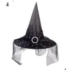 Chapeaux de fête Aldalt Halloween Sorcière Chapeau Mesh Mode Dentelle Rôle Jouant Uni Personnalisé Casual Marée Cadeau De Noël Drop Livraison Accueil Ga Dhiy3