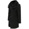 Women's Trench Coats Selling Warm Winter Coat Wool Collar Woolen Jacket Windbreaker Fashion Overcoats Button Solid Long