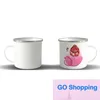 Mode Sublimation Emaille Kaffeetasse 12 Unzen Camping Becher Metall leere Kaffeetasse Emaille Stahl Becher Seeversand