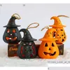 Otros suministros festivos para fiestas LED Halloween Calabaza Fantasma Linterna Lámpara DIY Colgante Scary Vela Luz Decoración para el hogar Accesorios de terror DHQGM