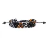 Tiger Eye Double Layer Stone String Justerbar armband med pärlskalor med ögonarmband