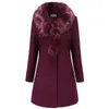 Women's Trench Coats Selling Warm Winter Coat Wool Collar Woolen Jacket Windbreaker Fashion Overcoats Button Solid Long