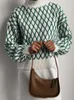 Dames Truien Mode Dames 2023 Herfst Winter Groen Oversized Geruite Truien Dames Warm Vintage Mock Hals Gebreide Coltrui