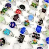 Bandringar nya 30 stycken/Lot Natural Gemstone Ring Finger Band Mix Style Flower Designs Fit Womens and Mens Fashion Party Charm Jewelr DHFDB