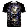 Herr t-skjortor sommar -försäljning metall skräck skalle t-shirt 3d tryck män/kvinnor mode t-shirts svart streetwear dropshiping