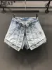 Jupes Jupes solide chaud femmes faux deux pièces de taille haute a-ligne mince Denim Shorts Style de rue centre commercial Goth 2023 été GX471 P230508 L230912