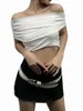 Rokken Dames S Stijlvolle Twist Knoop Off Schouder Crop Top Zomer Casual Slim Fit Tube Streetwear